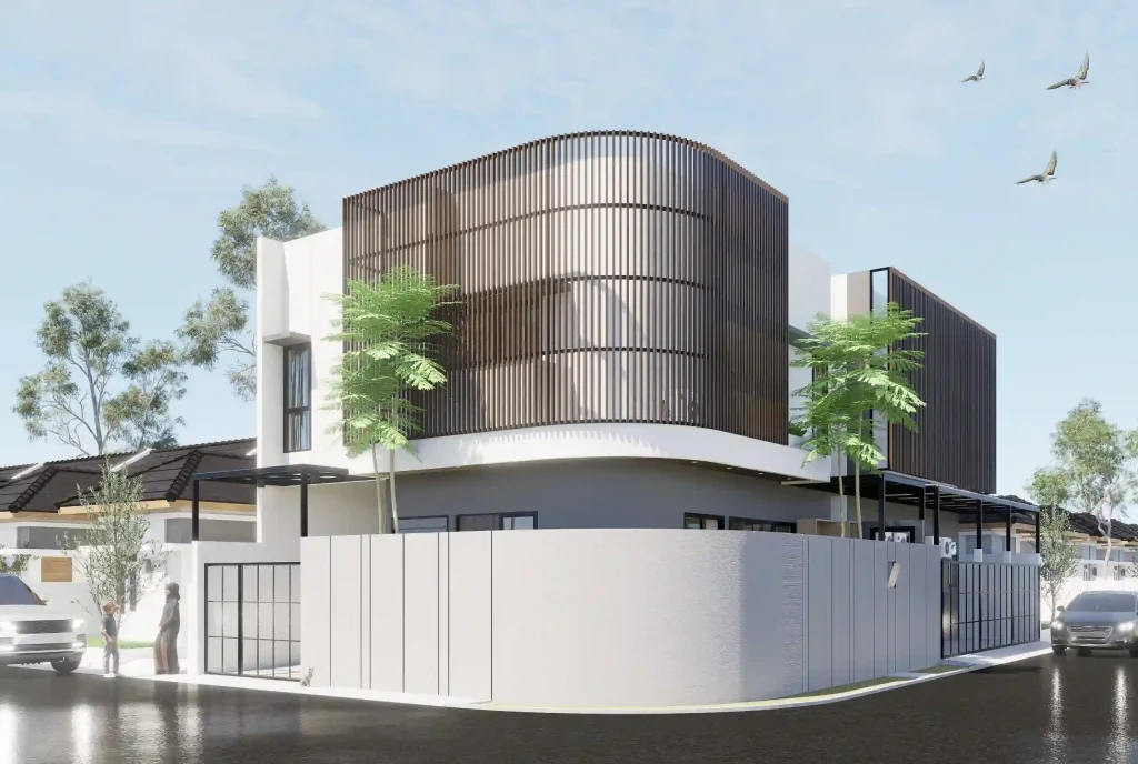 Design 3D Rumah dan kos Bu Azimah Tampak Samping